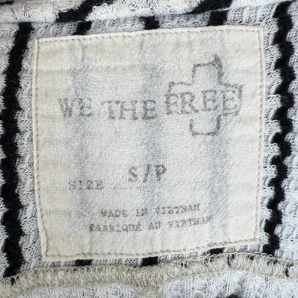 We the Free People White Black Stripes Cotton Knit Peplum Top Women's Small S - Picture 7 of 9